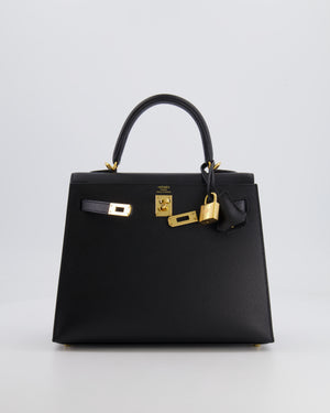 Hermès Kelly Sellier 25cm Bag in Black Epsom Leather with Gold Hardware