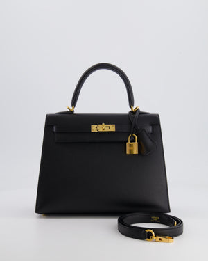 Hermès Kelly Sellier 25cm Bag in Black Epsom Leather with Gold Hardware