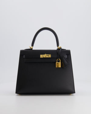 Hermès Kelly Sellier 25cm Bag in Black Epsom Leather with Gold Hardware