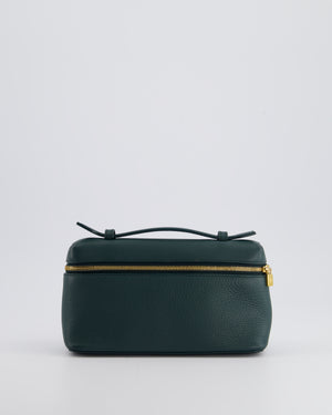 Loro Piana Dark Green Leather Extra Pocket Pouch Bag with Gold Hardware