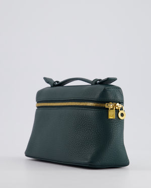 Loro Piana Dark Green Leather Extra Pocket Pouch Bag with Gold Hardware