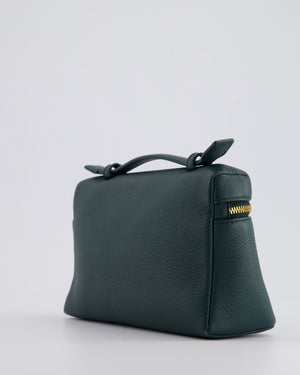 Loro Piana Dark Green Leather Extra Pocket Pouch Bag with Gold Hardware