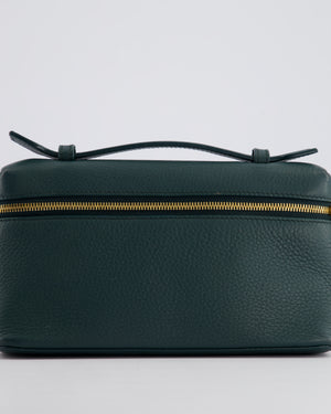 Loro Piana Dark Green Leather Extra Pocket Pouch Bag with Gold Hardware