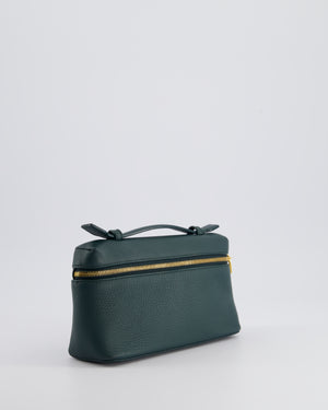 Loro Piana Dark Green Leather Extra Pocket Pouch Bag with Gold Hardware