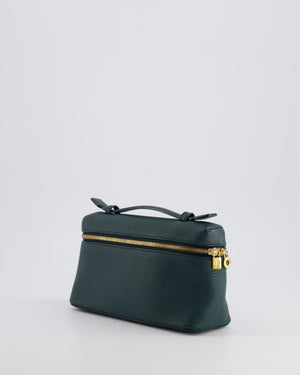 Loro Piana Dark Green Leather Extra Pocket Pouch Bag with Gold Hardware