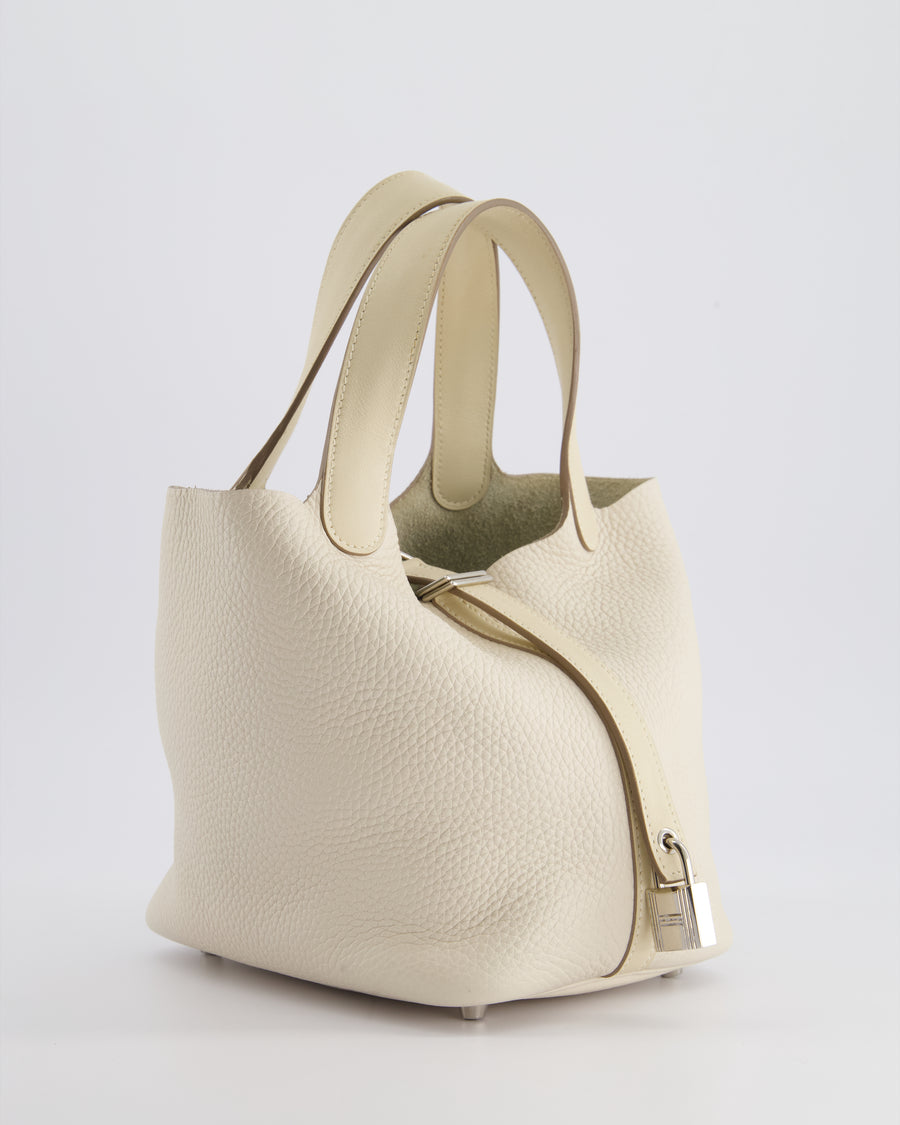 Hermes Picotin 18cm in Craie Clemence, Swift Leather Palladium Hardware