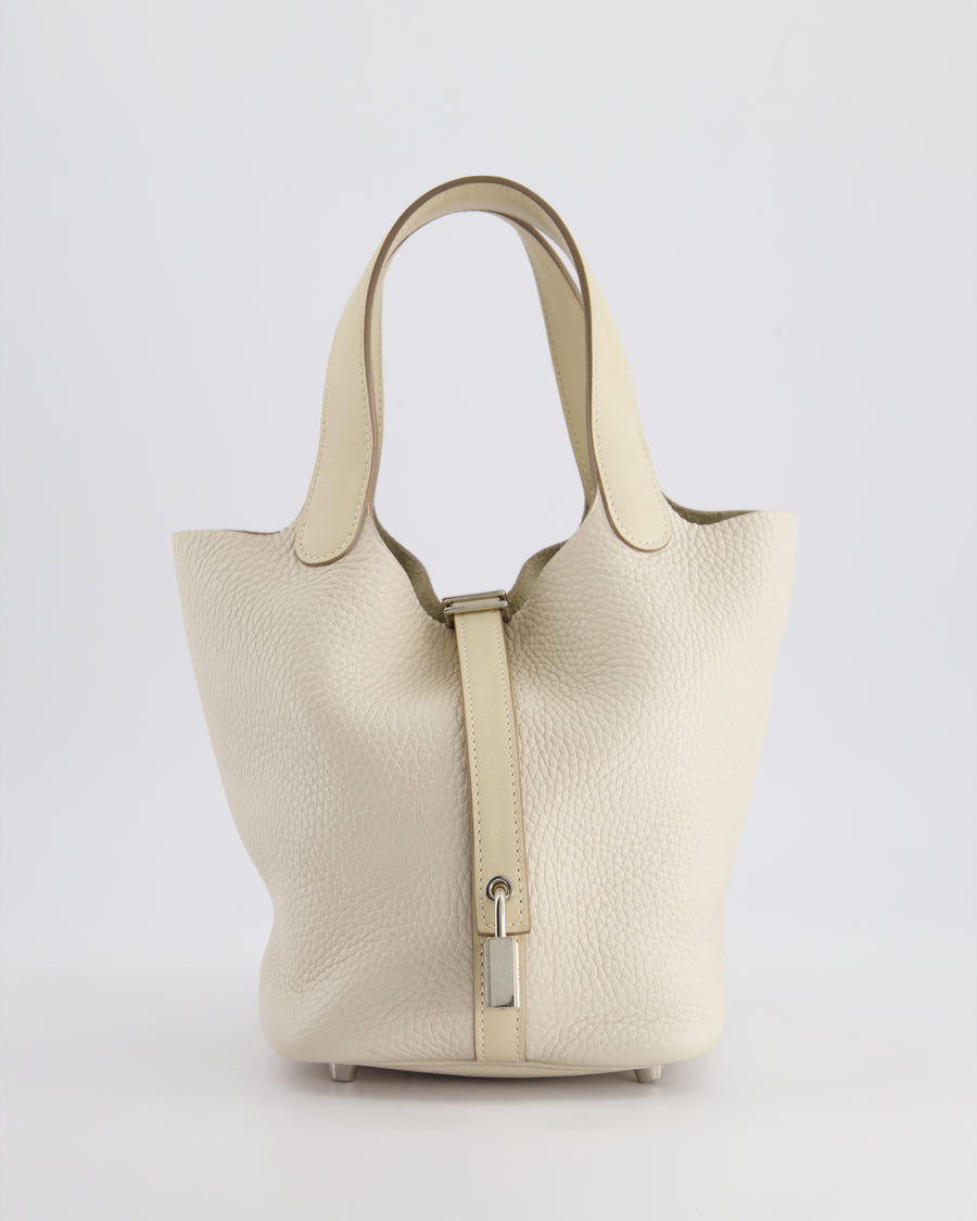 Hermes Picotin 18cm in Craie Clemence, Swift Leather Palladium Hardware