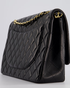 Chanel Black Maxi Classic Double Flap Bag in Lambskin Leather with Gold Hardware RRP £10,030