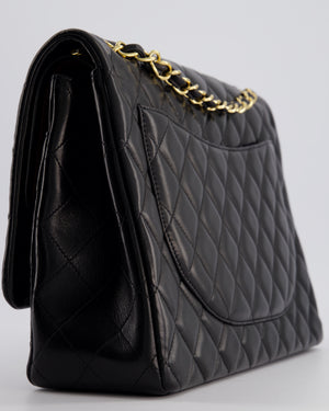 Chanel Black Maxi Classic Double Flap Bag in Lambskin Leather with Gold Hardware RRP £10,030