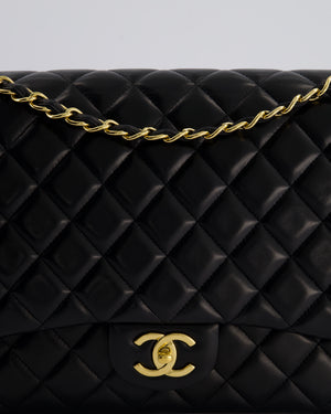 Chanel Black Maxi Classic Double Flap Bag in Lambskin Leather with Gold Hardware RRP £10,030