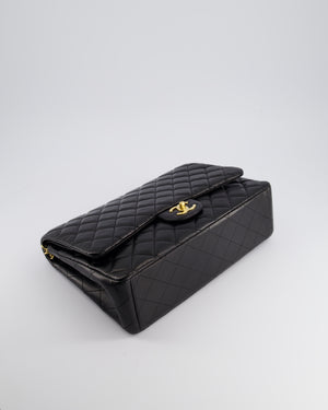 Chanel Black Maxi Classic Double Flap Bag in Lambskin Leather with Gold Hardware RRP £10,030