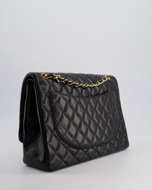 Chanel Black Maxi Classic Double Flap Bag in Lambskin Leather with Gold Hardware RRP £10,030