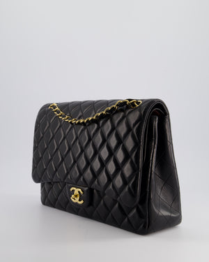 Chanel Black Maxi Classic Double Flap Bag in Lambskin Leather with Gold Hardware RRP £10,030