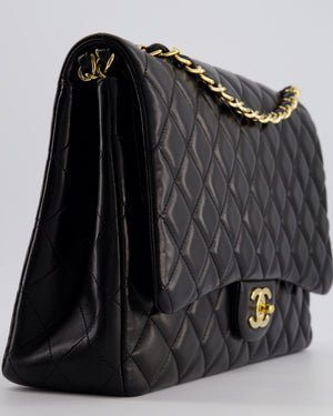 Chanel Black Maxi Classic Double Flap Bag in Lambskin Leather with Gold Hardware RRP £10,030