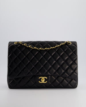 Chanel Black Maxi Classic Double Flap Bag in Lambskin Leather with Gold Hardware RRP £10,030