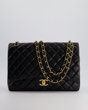 Chanel Black Maxi Classic Double Flap Bag in Lambskin Leather with Gold Hardware RRP £10,030