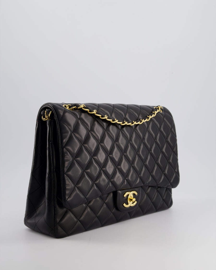 Chanel Black Maxi Classic Double Flap Bag in Lambskin Leather with Gold Hardware RRP £10,030