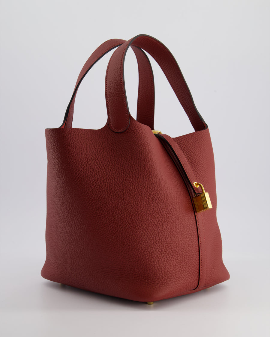 *HOT COLOUR* Hermès Picotin Bag 22cm in Rouge H Clemence Leather with Gold Hardware