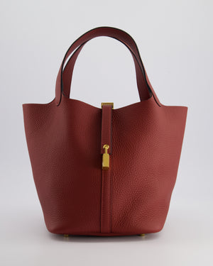 *HOT COLOUR* Hermès Picotin Bag 22cm in Rouge H Clemence Leather with Gold Hardware