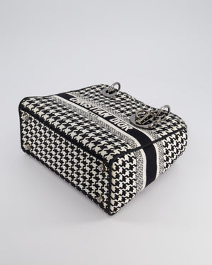 *RARE* Christian Dior Black, White Medium Houndstooth Lady Dior Bag Canvas with Silver Hardware