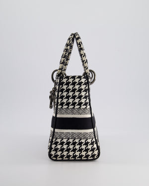 *RARE* Christian Dior Black, White Medium Houndstooth Lady Dior Bag Canvas with Silver Hardware