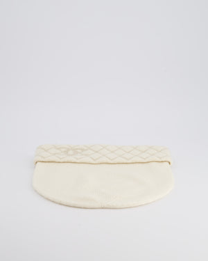 Chanel Ivory CC Quilted Stitched Beanie Hat Size O/S