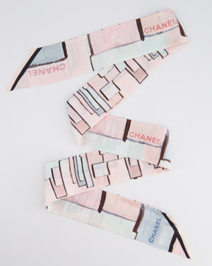 Chanel Pastel Pink CC Logo Twilly Scarf