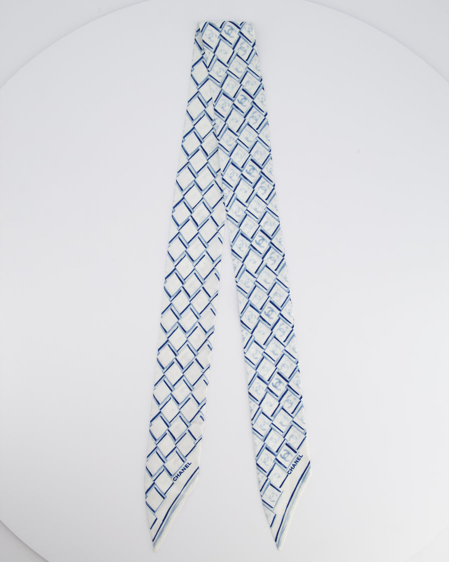 Chanel Blue Diamond Print CC Logo Scarf