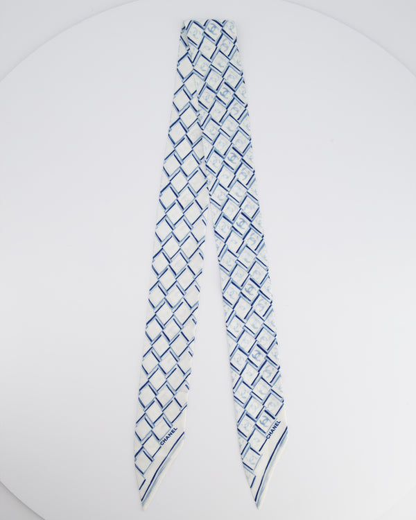 Chanel Blue Diamond Print CC Logo Scarf