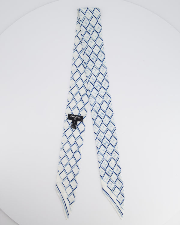 Chanel Blue Diamond Print CC Logo Scarf