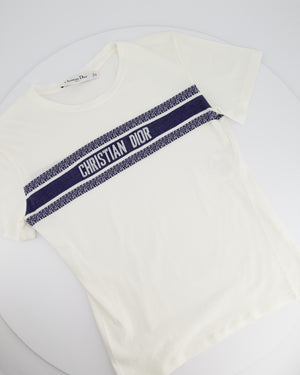 Christian Dior White Logo Print Short Sleeve T-Shirt Size S (UK 8)