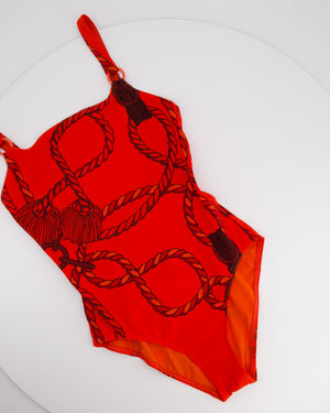 Hermès Red Cordelieres Jer One-Piece Swimsuit Size FR 36 (UK 8)