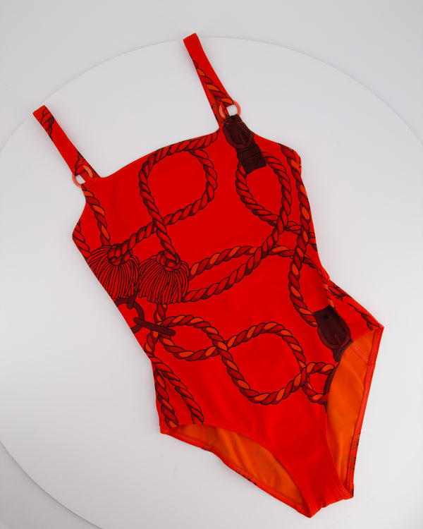 Hermès Red Cordelieres Jer One-Piece Swimsuit Size FR 36 (UK 8)