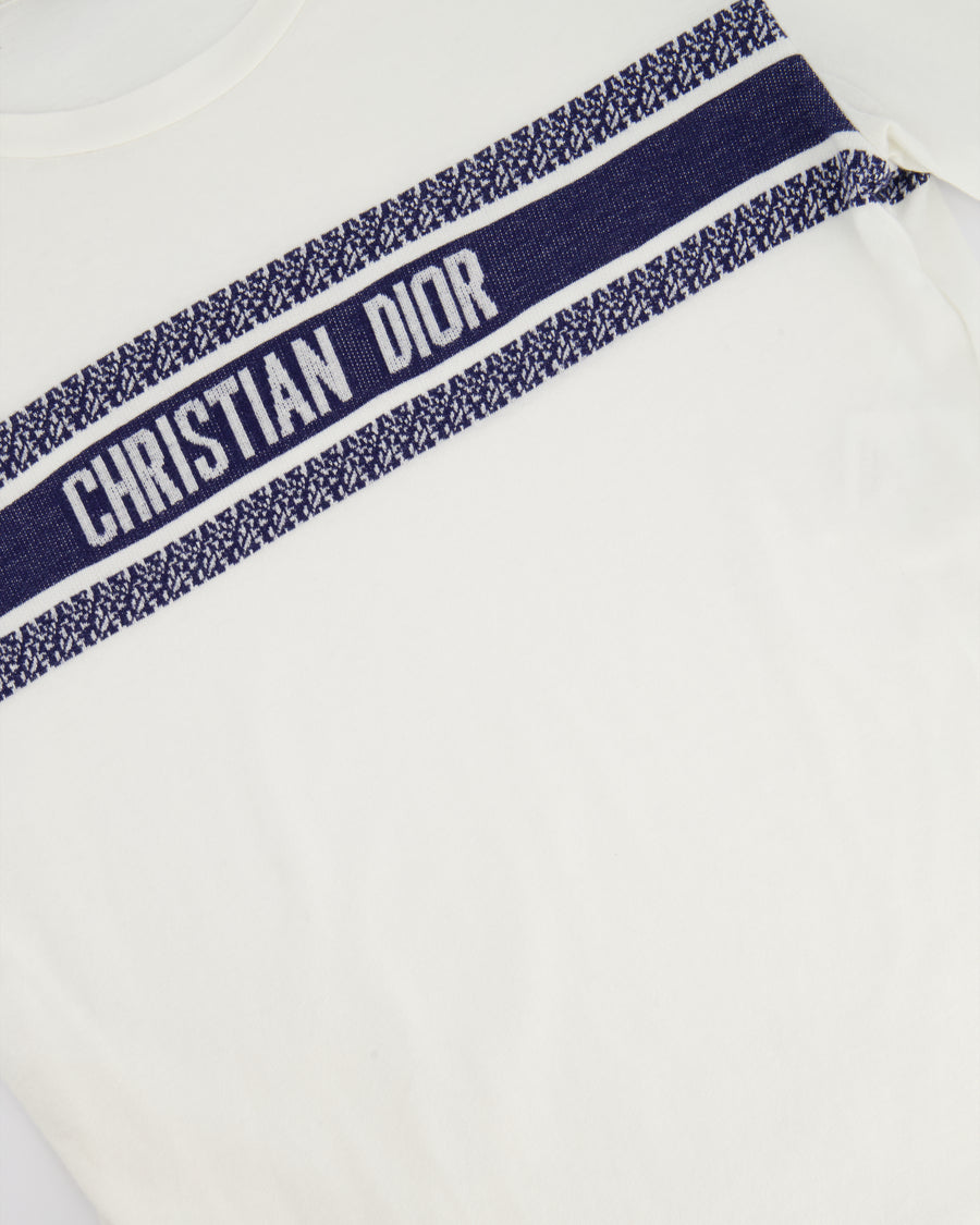 Christian Dior White Logo Print Short Sleeve T-Shirt Size S (UK 8)