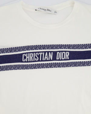 Christian Dior White Logo Print Short Sleeve T-Shirt Size S (UK 8)