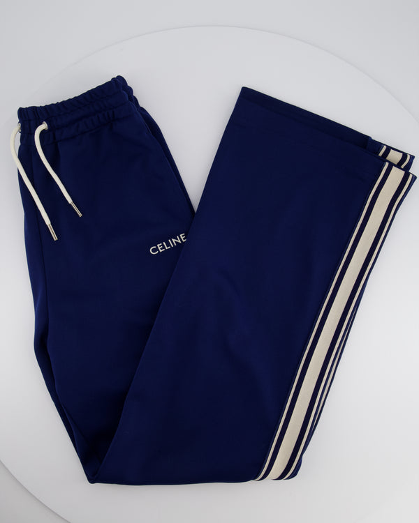 Celine Blue Two-Piece Tracksuit Set with Logo and Stripe Trim Size XS/S (UK 6/8)