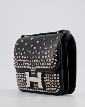 *LIMITED EDITION* Hermès Constance 18 III Miroir Clouté Bag in Black Box Leather with Palladium Hardware