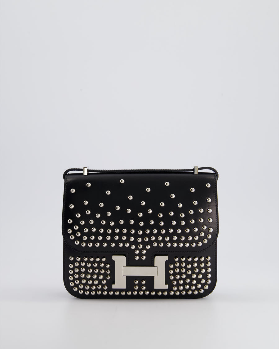 *LIMITED EDITION* Hermès Constance 18 III Miroir Clouté Bag in Black Box Leather with Palladium Hardware