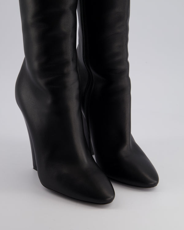 Saint Laurent Black Knee High Leather Boots Size EU 40