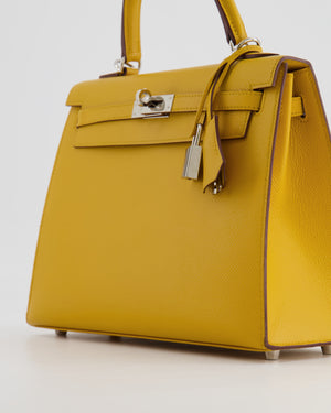 Hermès Kelly Sellier 25cm Bag in Jaune Ambre Epsom Leather with Palladium Hardware