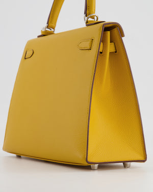 Hermès Kelly Sellier 25cm Bag in Jaune Ambre Epsom Leather with Palladium Hardware