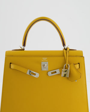 Hermès Kelly Sellier 25cm Bag in Jaune Ambre Epsom Leather with Palladium Hardware