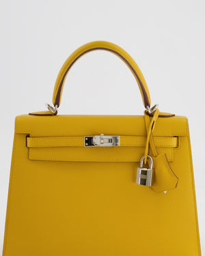 Hermès Kelly Sellier 25cm Bag in Jaune Ambre Epsom Leather with Palladium Hardware