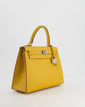 Hermès Kelly Sellier 25cm Bag in Jaune Ambre Epsom Leather with Palladium Hardware