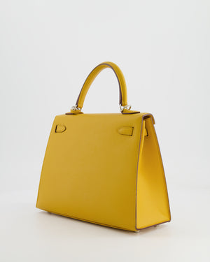 Hermès Kelly Sellier 25cm Bag in Jaune Ambre Epsom Leather with Palladium Hardware