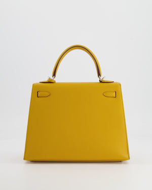 Hermès Kelly Sellier 25cm Bag in Jaune Ambre Epsom Leather with Palladium Hardware