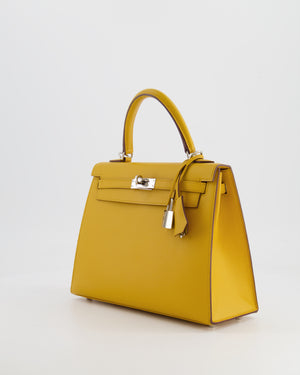 Hermès Kelly Sellier 25cm Bag in Jaune Ambre Epsom Leather with Palladium Hardware