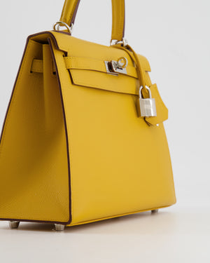 Hermès Kelly Sellier 25cm Bag in Jaune Ambre Epsom Leather with Palladium Hardware