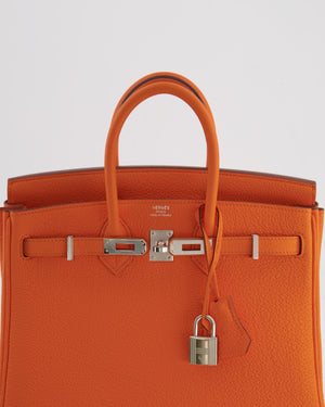 Hermès Birkin 25cm in Orange Minium Togo Leather with Palladium Hardware