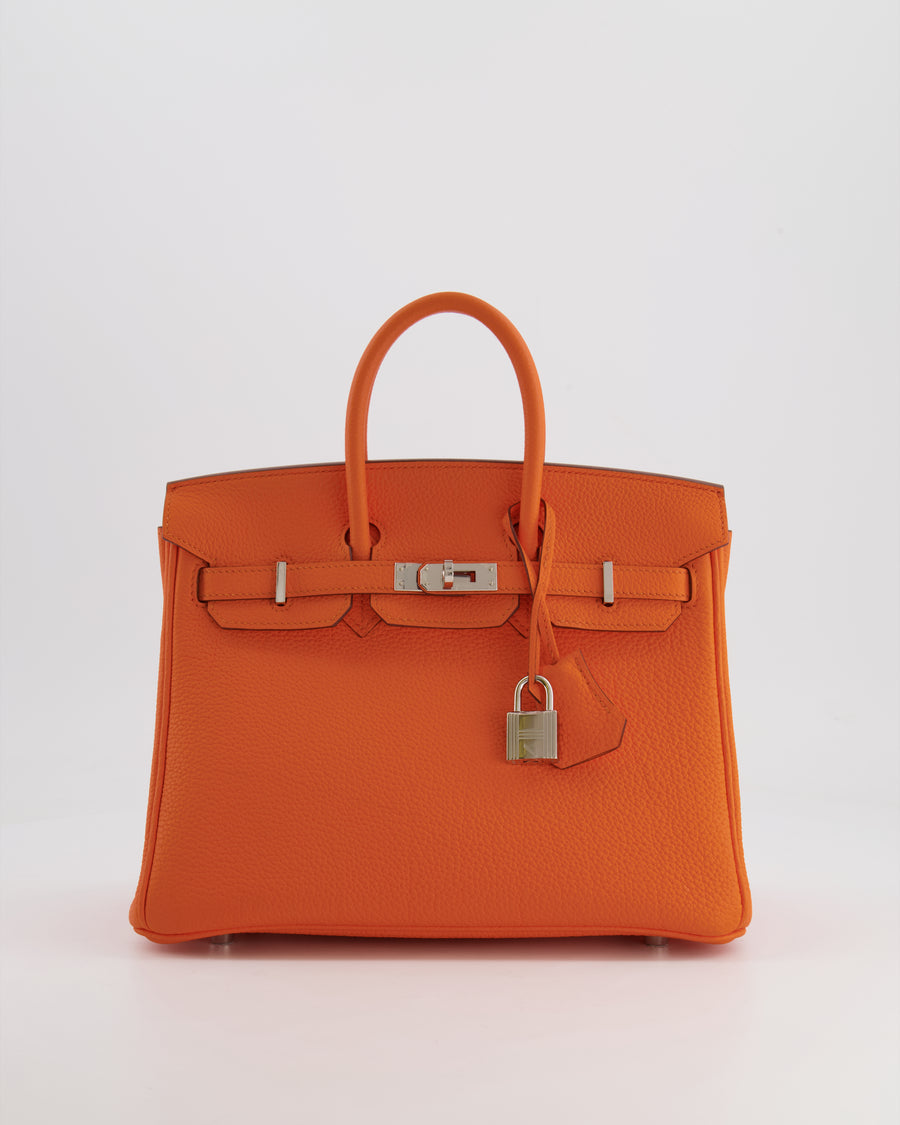 Hermès Birkin 25cm in Orange Minium Togo Leather with Palladium Hardware